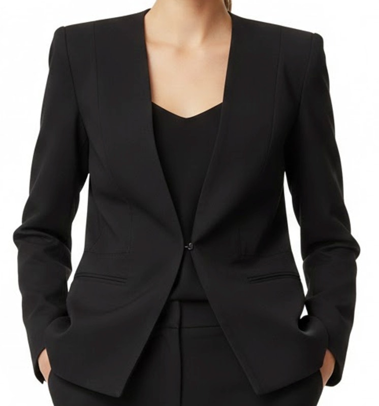 Leon Max Limited Edition Black Hook And Eye Blazer Size M Lined Shoulder Pads